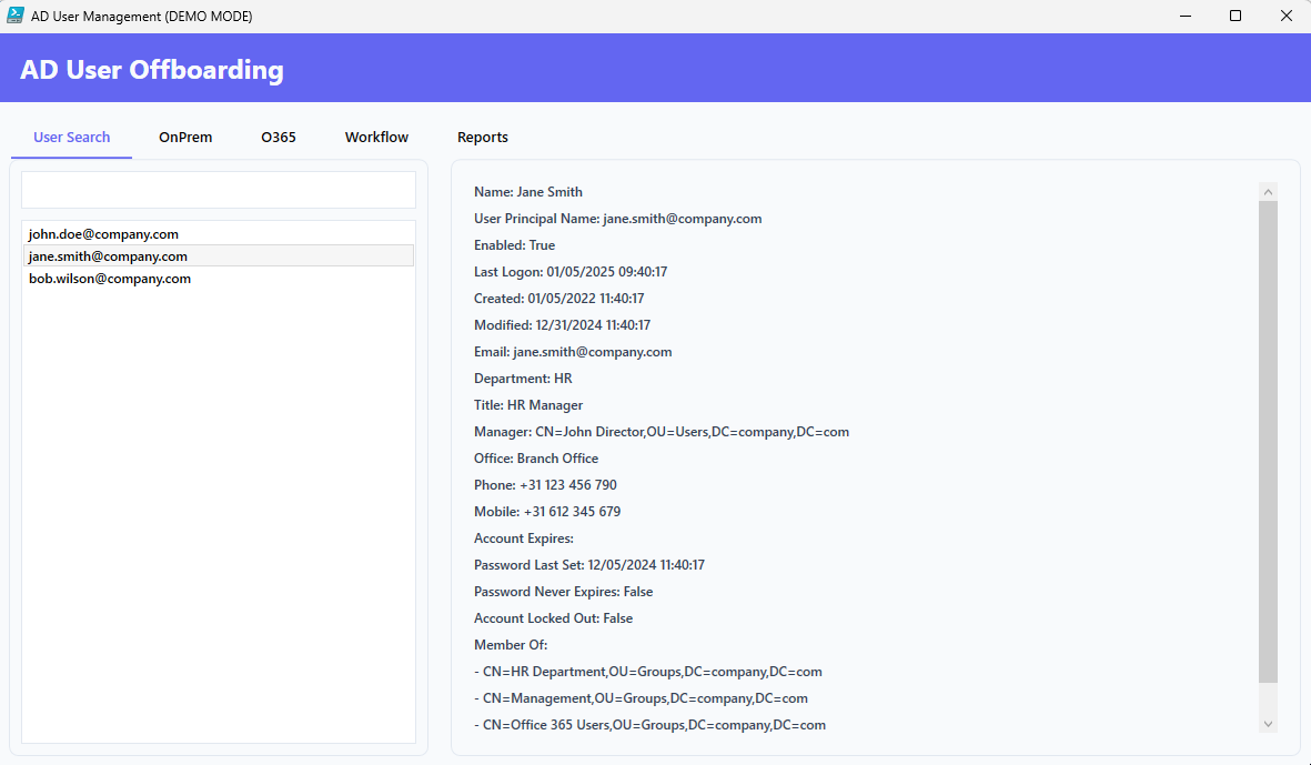 AD User Offboarding Tool